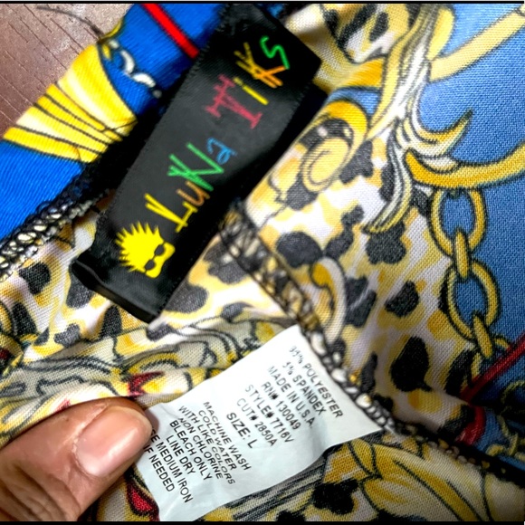 Leopard and Gold chains print leggings, like new. - Picture 3 of 3